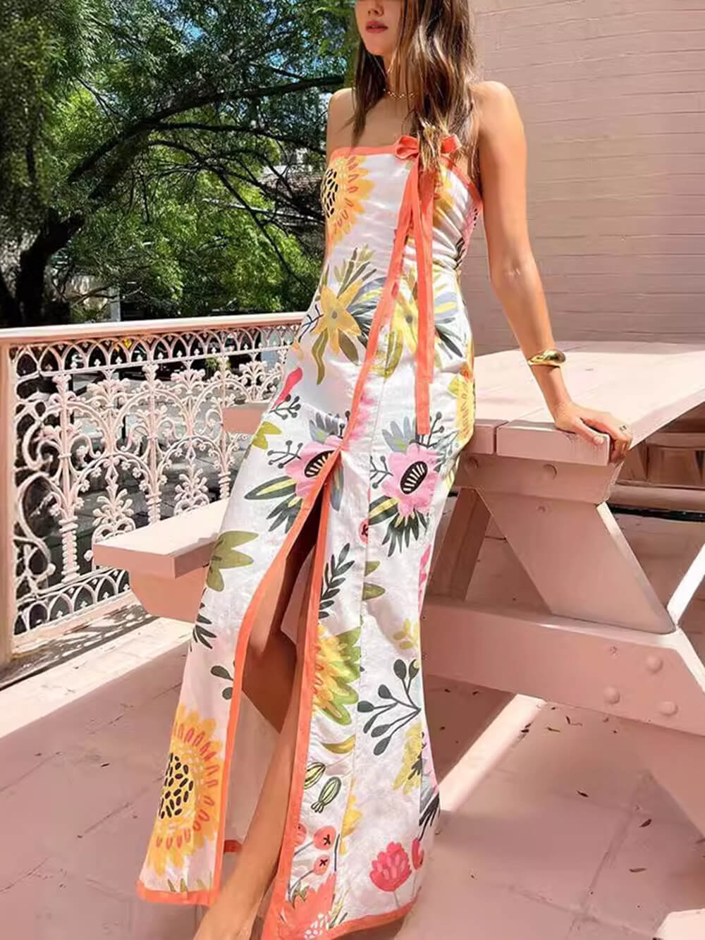 Summer Sexy Split Wrap Printed Dresses