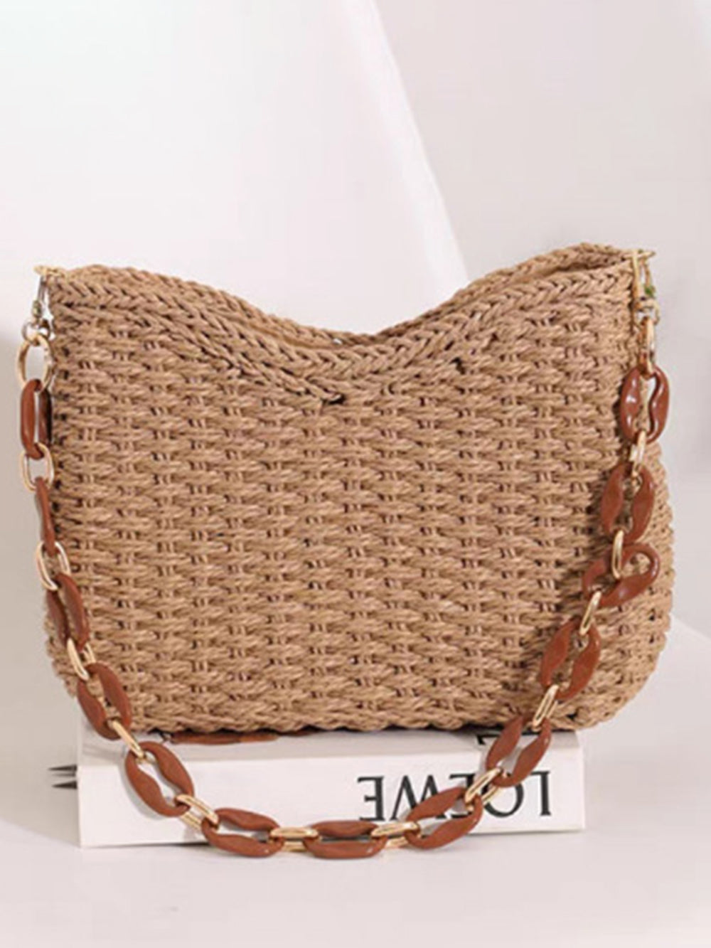 Square Chain Straw Bag