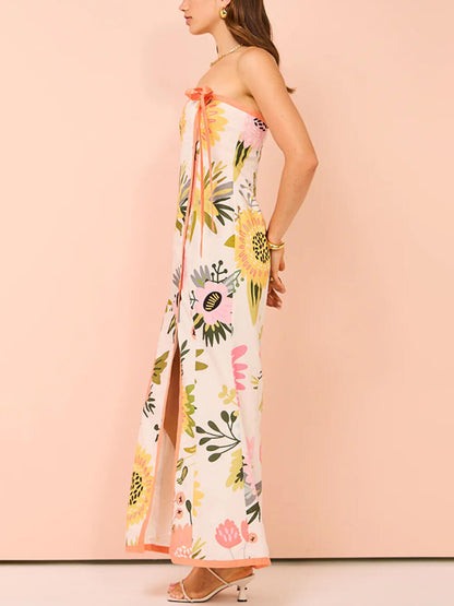 Summer Sexy Split Wrap Printed Dresses