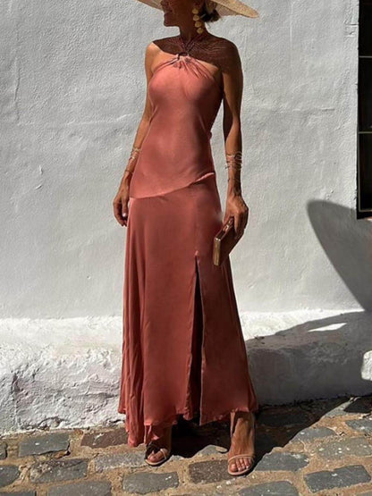 Halterneck Strapless Ring Strap Irregular Dress