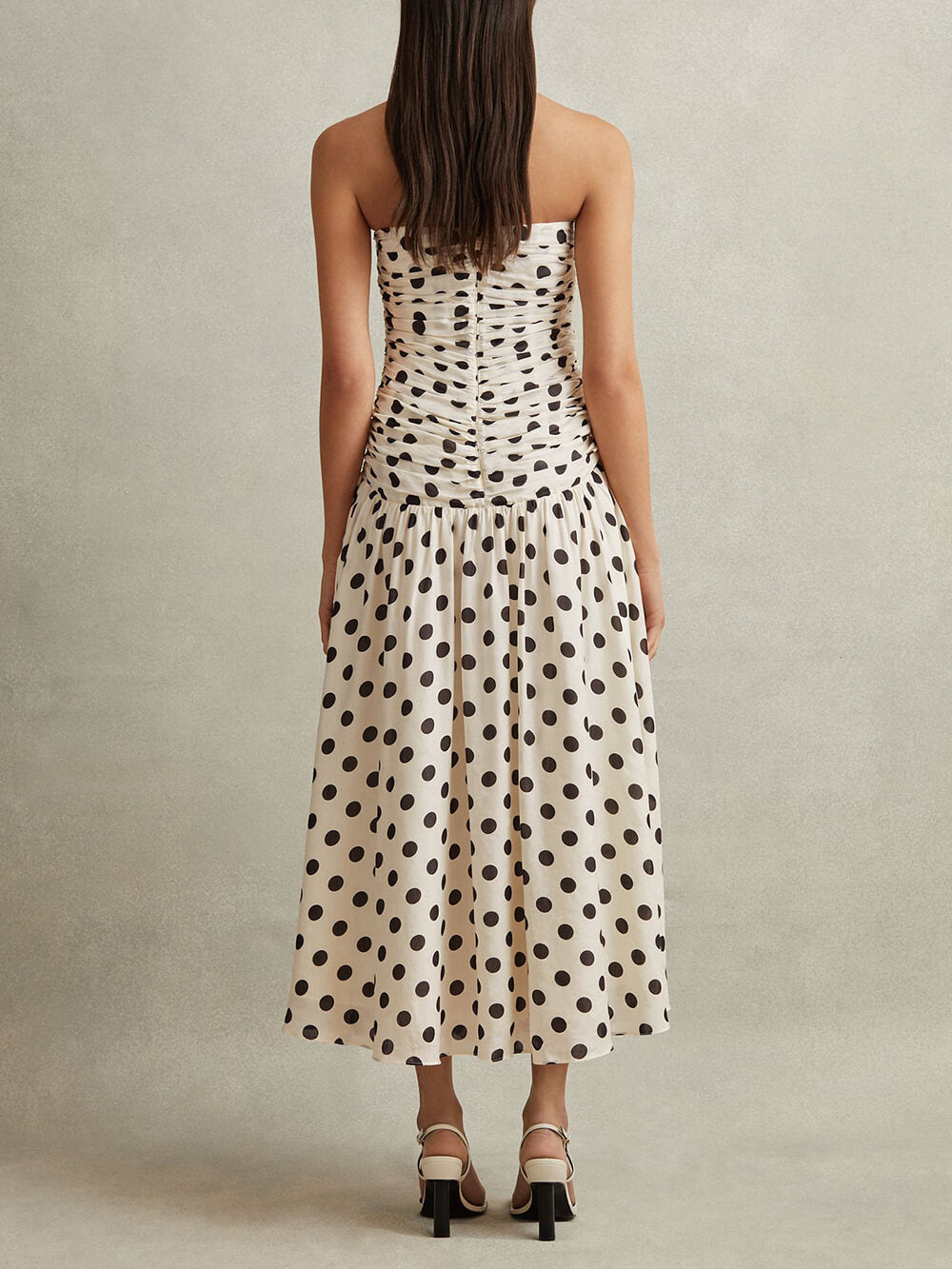 Vacation Style Wrap Bust Polka Dot Print Pleated Midi Dress