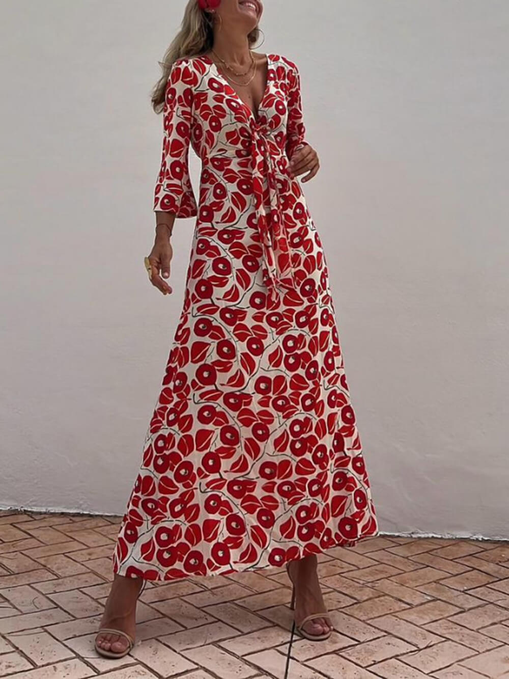 Vacation Floral Print Smocked Off Shoulder Pocketed Maxi Dress