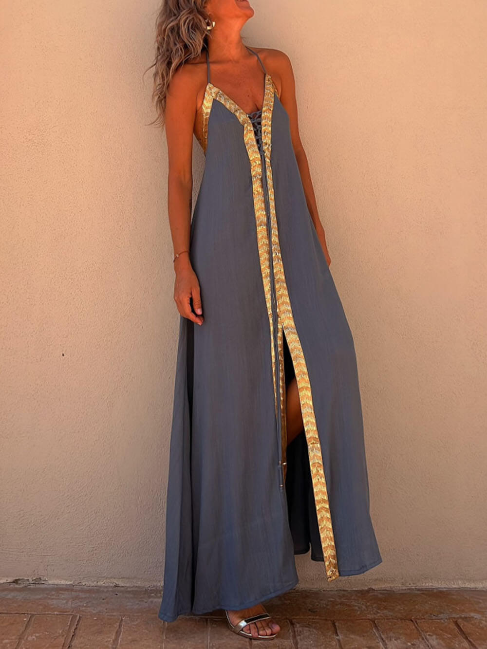 Halter Neck Casual Resort Maxi Dress