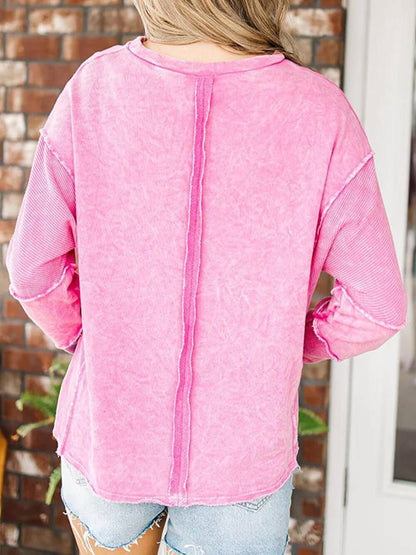 Solid Color Pullover Sweatshirt