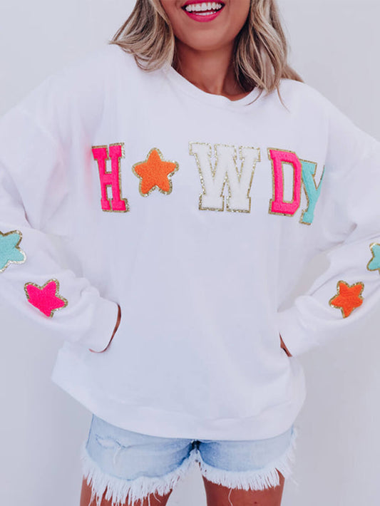 Fashion Letter Star Print Sweatshirt