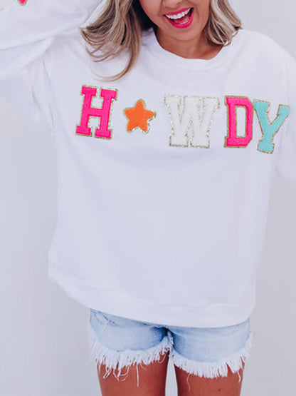 Fashion Letter Star Print Sweatshirt