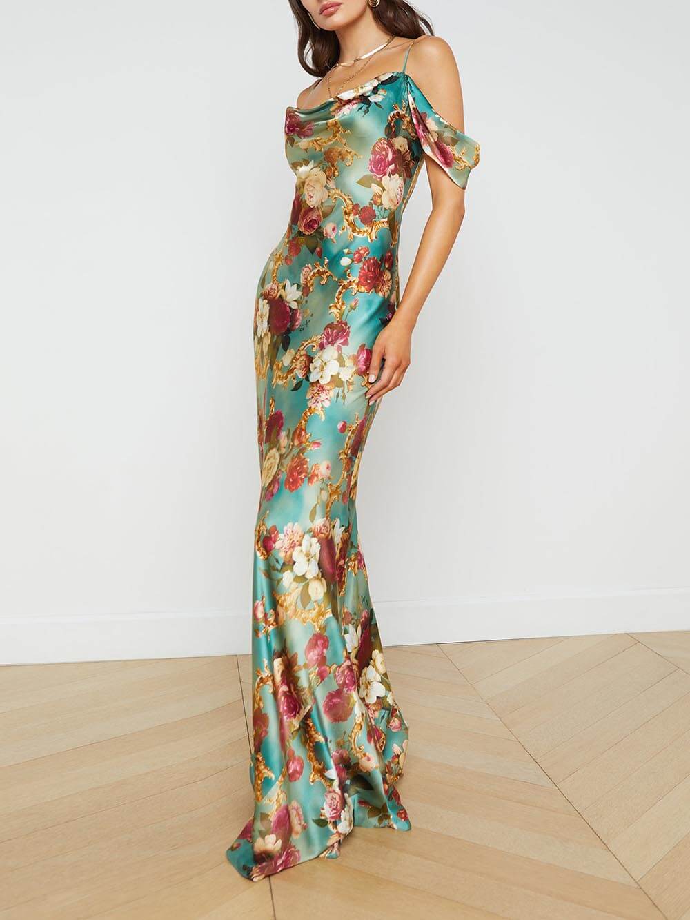 Radiant Off-The-Shoulder Printed Maxi Dress