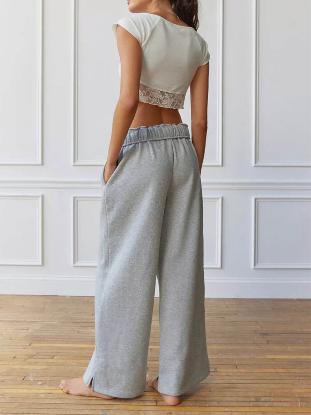 Casual And Lazy Style Home Wide Leg Pants