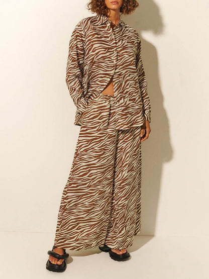 Zebra Print Wide Leg Pants