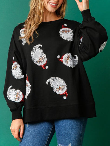 Sequin Santa French Terry Sweatshirt