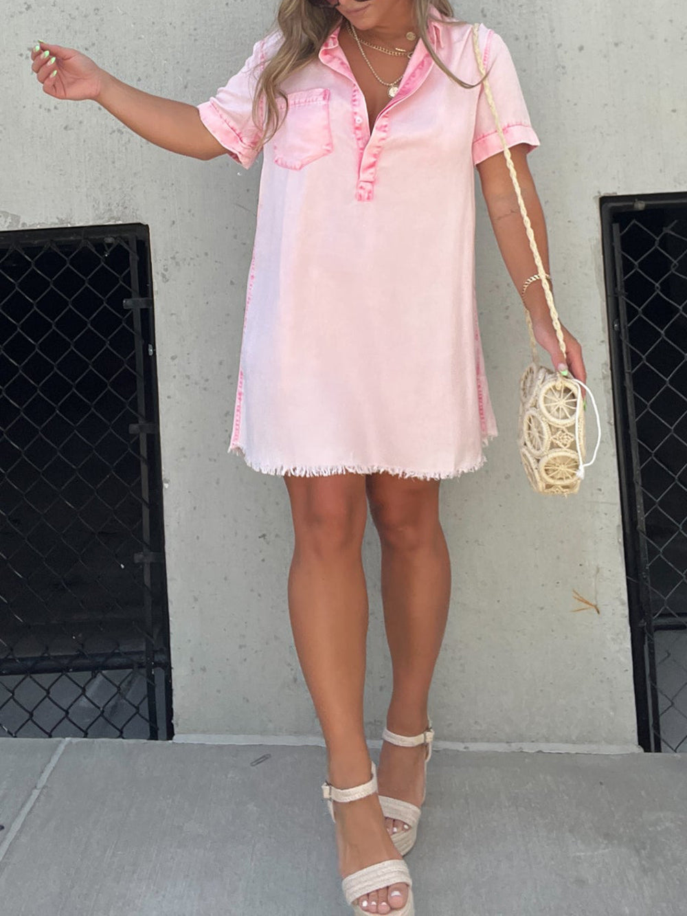 Happy Endings Tencel Shirt Dress Pink