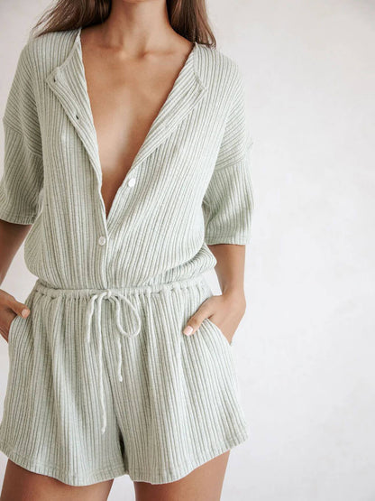 Loose Buttoned Loungewear Jumpsuit