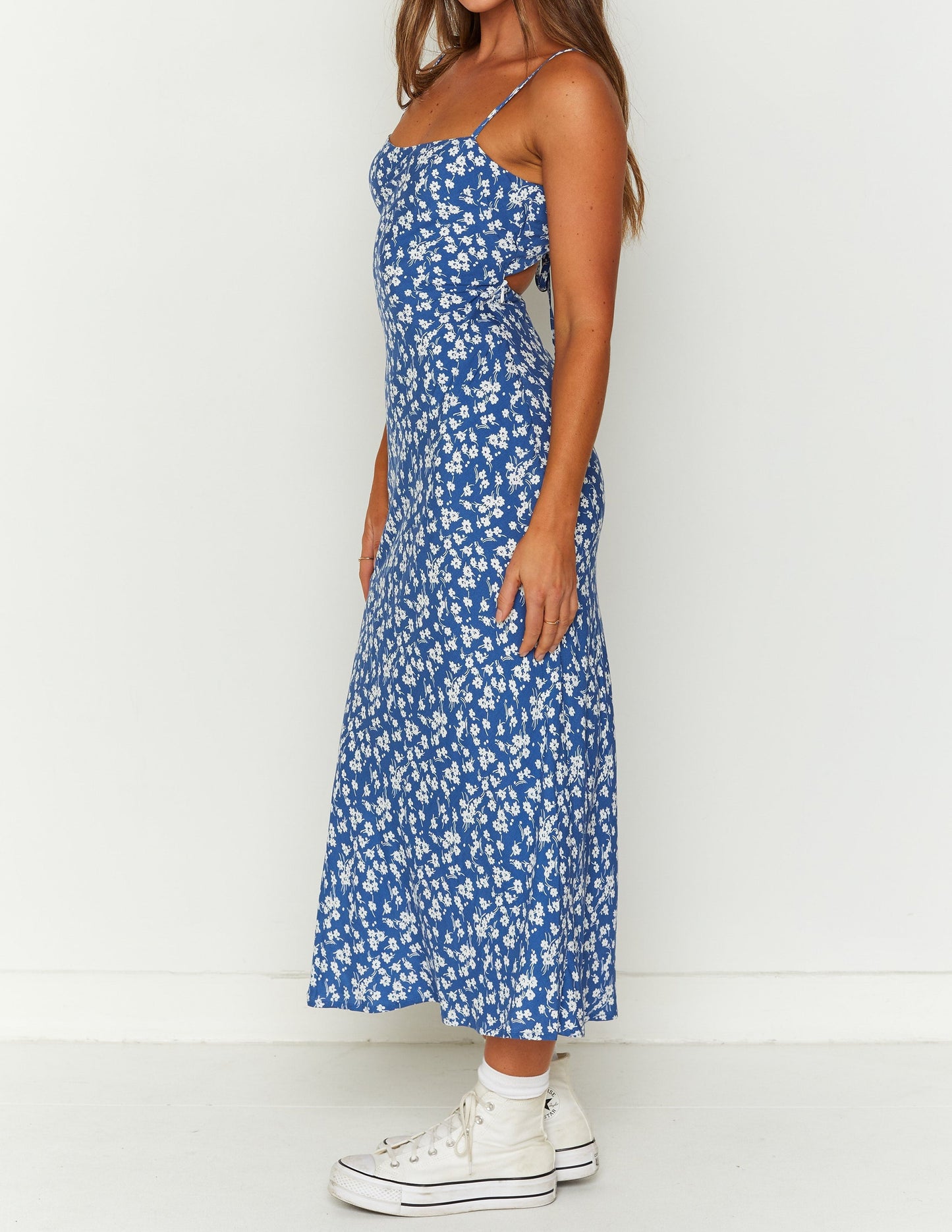 Delphine Blue Floral Midi Dress