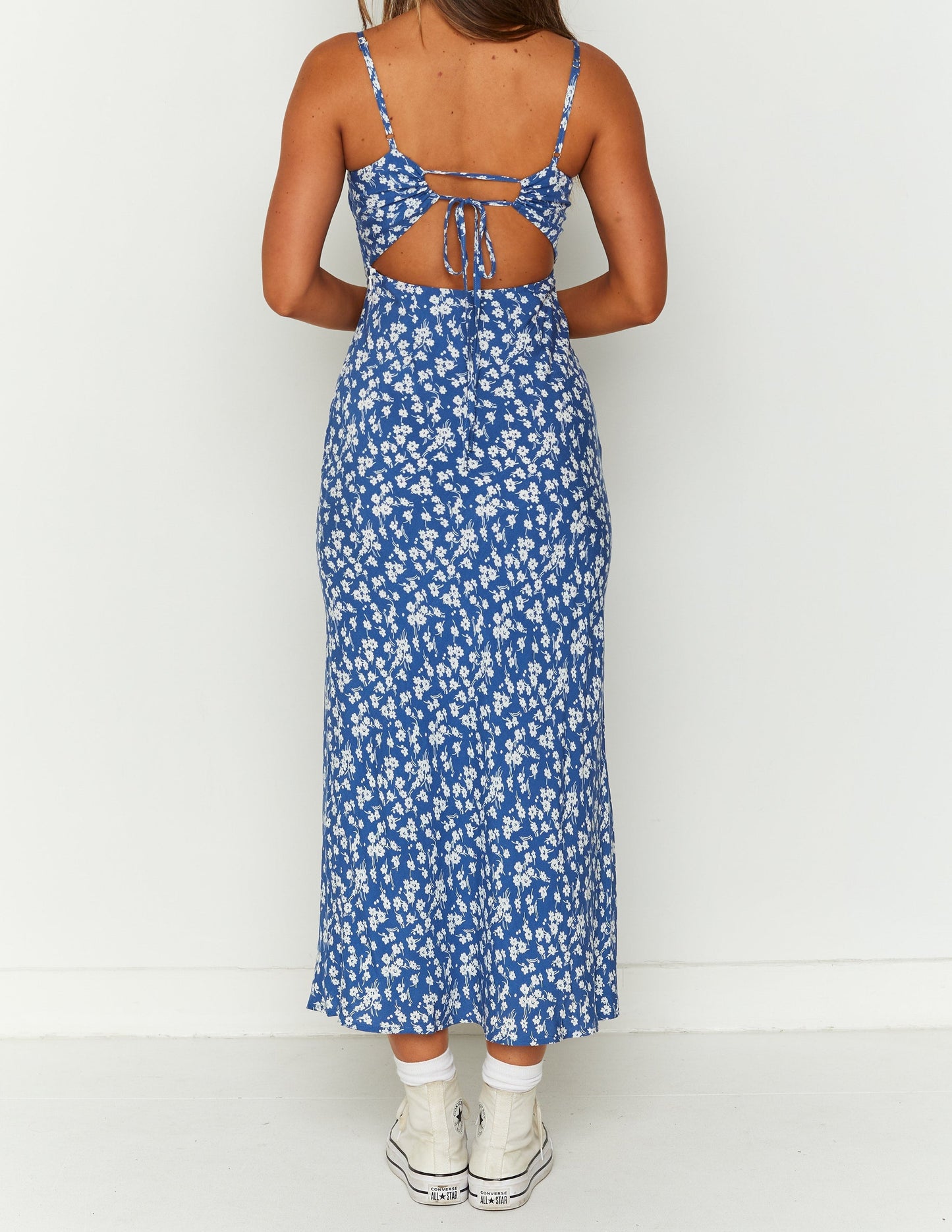 Delphine Blue Floral Midi Dress