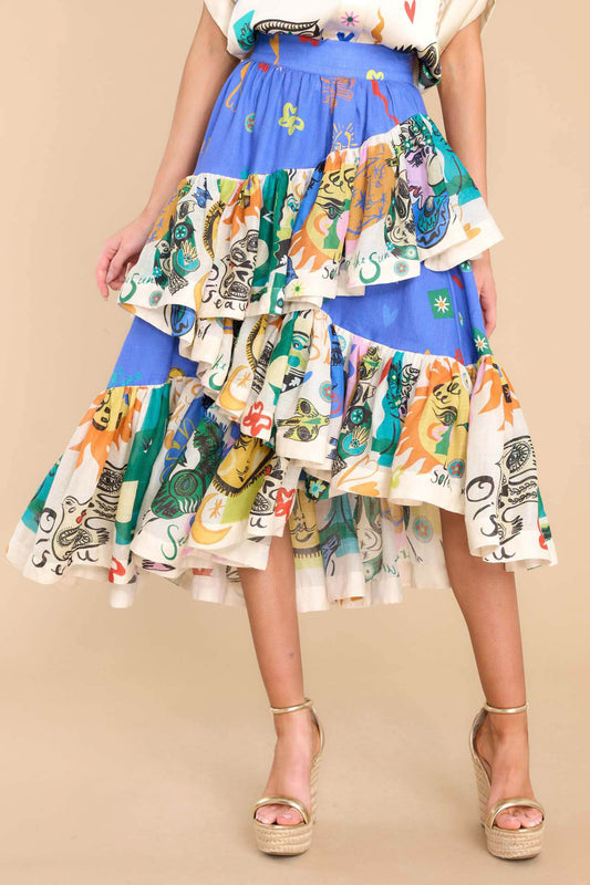 Asymmetrical Ruffled Midi Skirt