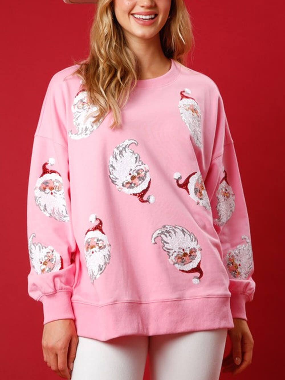 Sequin Santa French Terry Sweatshirt