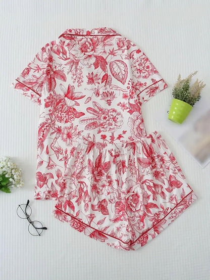 Floral Print Short Sleeve Pajama Set