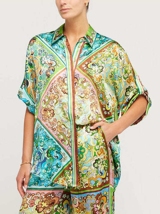 Special Satin Print Button-Down Shirt